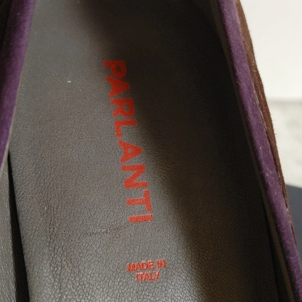 Parlanti Brown and Purple Suede Square Toe Heels Size 40